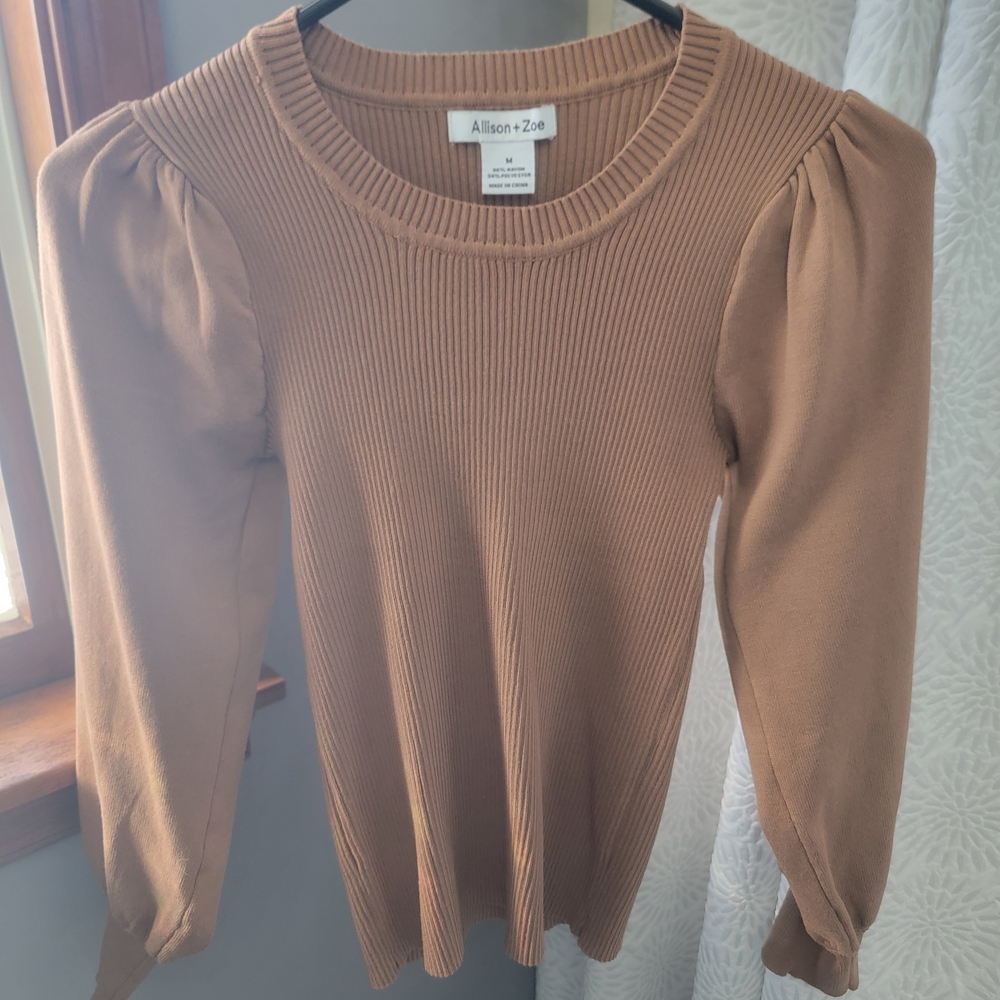 Allison + Zoe Ribbed Puff Sleeve Sweater